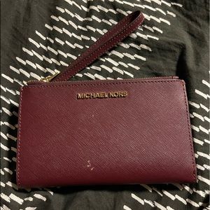 Burgundy Michael Kors Wallet Wristlet